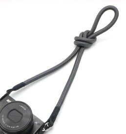 INPON カメラストラップ ネックストラップ 金属リング/リングカバー付き 一眼レフ/ミラーレス/コンパクトカメラ用 グレー 線径10mm 全長105cm クライミングロープ製