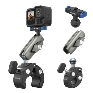 TELESIN GoPro 13�p �N�����v�}�E���g ���C�N�C�b�N�����[�X �A���~�j�E�������� 360°��] �}�W�b�N�A�[�� ���]�� �o�C�N �}�E���g Gopro hero 13 �A�N�Z�T���[ �p�C�v�N�����v �X�[�p�[�N�����v