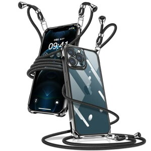 iPhone 12 Pro ケース クリア ショルダー iPhone12Pro スマホケース アイフォン12Pro カバー 肩掛け 斜めかけ 縄掛けケース 透明 薄型 軽量 TPU 携帯ケース 紐付き 斜めがけ 織りストラップ付き 長