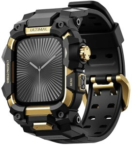 ULTIMAL �ɑΉ� Apple Watch SE�i��3/2����j/SE/Series 6/5/4�i44mm�j�p �o���h��̌^�ی�P�[�X TPU �ϏՌ� ���ϋv �ʋC�� �ȒP���� �X�|�[�c/�A�E�g�h�A���� �S�[���h�E�u���b�N
