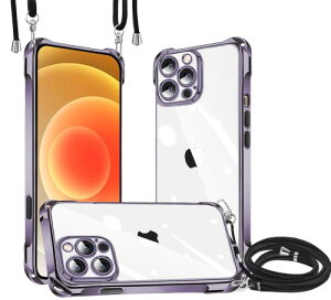 iPhone 12 Pro ケース クリア ショルダー TPU メッキ加工 アイフォン 12 pro ストラップケース 新型韓国 チャーム シリーズ 肩掛け 斜めかけ 首掛け 縄掛け カバー 縄掛 長さ調整可能 薄型軽量