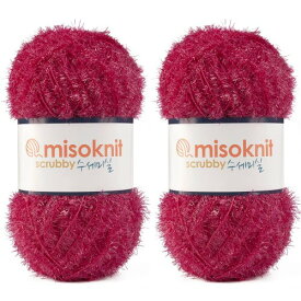 Misoknit Pastel Scrubby Yarn for dishcloths Crocheting 2 Skeins Polyester 100%, 2.8oz(80g) Each, 196 Yards per Skein (Red Wine)