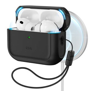 ESR AirPods Pro3 �P�[�X(2025) AirPods Pro ��3����Ή� MagSafe�Ή� �����Ռ��z���J�o�[ �X�g���b�v�t�� �����h�~ �G�A�[�|�b�Y�v��3��p Hybrid�V���[�Y �u���b�N