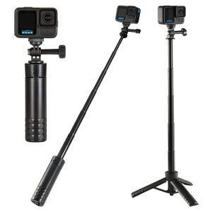 HSU GoPro ���B��_ �O�r Insta360 �Z���J�_ ���ՎB�e �J���� �O�r GoPro13/12/11/10/DJI Osmo Action 5 Pro/4/3/Insta360 X5/X4/X3/AcePro/AcePro2 �Ή��A�N�Z�T���[ 65cm �������߉\ �y�� 7�i�L�k���R