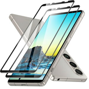 Seaqinhey Sony Xperia 1 VI ガラスフィルム Xperia 1 VII 対応 指紋認証対応 強化ガラス 2枚入 9H硬度 高光沢 高透過率 撥水撥油 飛散防止 黒縁あり