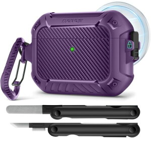 MOBOSI for AirPods Pro 3 �P�[�X�AAirPods Pro ��3����P�[�X�J�o�[�Ή� (MagSafe�Ή�) ���b�N���L�[�`�F�[�����N���[�i�[�L�b�g�t���A�t���{�f�B�ϏՌ��ی�n�[�h�V�F�� (2025)�A�p�[�v��