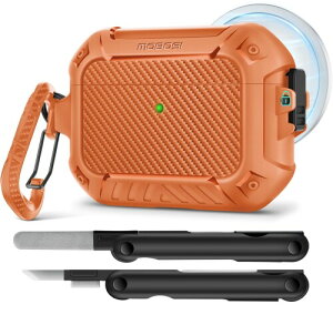 MOBOSI for AirPods Pro 3 �P�[�X�AAirPods Pro ��3����P�[�X�J�o�[�Ή� (MagSafe�Ή�) ���b�N���L�[�`�F�[�����N���[�i�[�L�b�g�t���A�t���{�f�B�ϏՌ��ی�n�[�h�V�F�� (2025)�A�I�����W