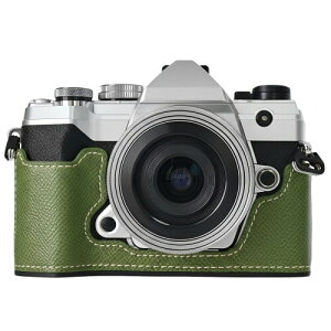 �v���e�N�e�B�u�J�����P�[�X ��?Olympus OM-5 / Olympus OM-D E-M5 Mark III�Ή�PU���U�[�n�[�t�P�[�X�i�����\�V�����_�[�X�g���b�v�t���j (�O���[��)