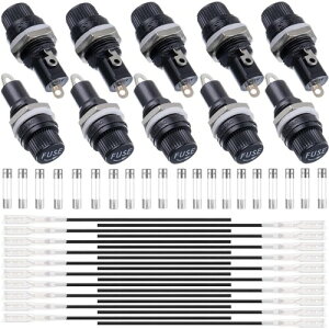 Xiatiaosann 10 pl}Egq[Yz_[ 5X20mm 250V AC 10A 125V AC 15A ubN XN[Lbvq[Yz_[ 10A/15A fq[Yt 18AWG[qP[u WIXeIA