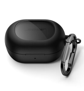 SURITCH �P�[�X �Ή� Bose New QuietComfort Earbuds (2024),�ϏՌ� ���C���b�N�� �ی�P�[�X �w�b�h�z���J�o�[ �N���[�j���O�L�b�g�����C�����X�[�d�Ή����J���r�i�L�[�z���_�[�t���C�u���b�N