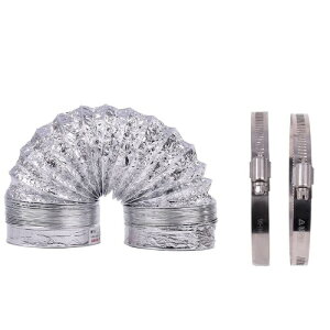 アルミ製 ダクトホース 100mm×1.5m ホースクランプ付属 フレキシブル 換気 排気 蛇腹