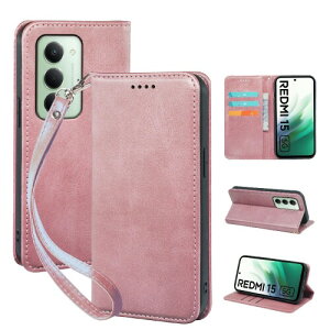 Seninhi �Ή� Xiaomi Redmi 15 5G �P�[�X �蒠�^ ��D�����U�[ �X�}�z�J�o�[ ���z�^ �g�уP�[�X �J�[�h���[ �X�^���h�@�\ �ϏՌ� 360°�ی� �x���g���[�v�t�� (���C�g���[�Y�S�[���h)