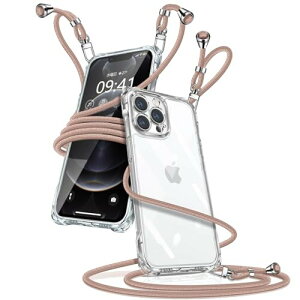 iPhone 12 Pro ケース クリア ショルダー iPhone12pro スマホケース アイフォン12pro カバー 肩掛け 斜めかけ 縄掛けケース 透明 薄型 軽量 TPU 携帯ケース 紐付き 斜めがけ 織りストラップ付き 長