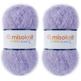 Misoknit Pastel Scrubby Yarn for dishcloths Crocheting 2 Skeins Polyester 100%, 2.8oz(80g) Each, 196 Yards per Skein (Light Purple)