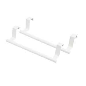 タオルかけ ステンレス製 タオルハンガー キッチンタオル ドアハンガー キッチン 洗面 扉 キッチン 戸棚 引き出し サビにくく ステンレス製 穴あけ不要 23cm 2本 EX-SPACE (ホワイト)