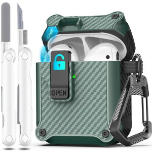 R-fun Airpods �P�[�X�J�o�[ �������S���b�N�N���b�v�t�� �ی�p���n�[�h�V�F�� Apple Airpods �� 2 ���エ��ё� 1 ����[�d�P�[�X�p �J�[�{���t�@�C�o�[�L�[�`�F�[���t�� - �p�C���O���[��