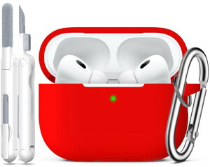 R-fun AirPods Pro ��2����/��1����P�[�X�J�o�[�A�N���[�j���O�L�b�g�ƃL�[�`�F�[���t���AApple AirPods Pro 2023/2022/2019�[�d�P�[�X�p���S�ی�V���R���P�[�X - ���b�h