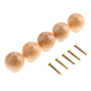 5個 セット木製 取っ手 つまみ 引き出しノブ ナチュラル ウッド 食器棚 たんす 家具 扉 金物 棚 ねじ付き 木色 28 × 29mm