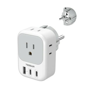 TESSAN �؍� �C�O �ϊ��v���O �ϊ��v���O se�^�C�v 4��AC������ 3USB�i2USB-C�j�|�[�g�t�� �h�C�c�A�t�����X �C�^���A �X�y�C�� ���[���b�p�֗��s�p�֗�