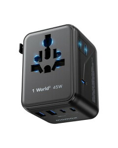 MOMAX �ϊ��v���O PD 45W GaN �}���[�d �C�O���s�p�d���ϊ� 7�䓯���[�d 3*USB-C PD & 2*USB-A QC &2*AC�R���Z���g 2��AC������ �C�O�p�R���Z���g C/BF/O/A�^�C�v �}���`�ϊ��v���O �S���E�Ή� ���[���b