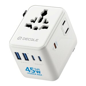 decqle �C�O �ϊ��v���O �S���E�Ή� �R���Z���g�}���`�ϊ��v���O 3 USB-C �� 2 USB-A�|�[�g 45W AC�A�_�v�^�[�i�A�����J/�C�M���X/�؍�/���[���b�p/�I�[�X�g�����A/�����Ȃǂ�224+���X�ɑΉ��j��