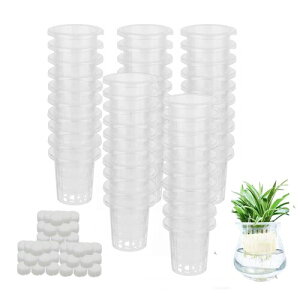 CHYG 水耕栽培鉢 定植かご 水耕栽培ポット50個/100個 プラスチックすいこう栽培ポット育苗かご 透明水耕栽培ネットバスケット 給水栽培用植物育成カップ 園芸 庭園 ガーデンニング 園芸