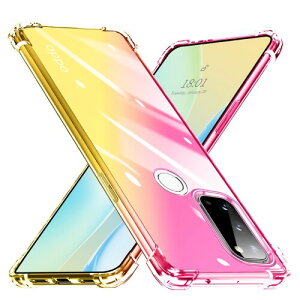 OPPO Reno5 A ケース クリア 透明 TPU ソフトケース 耐衝撃 軽?薄 全面保護 黄ばみなし グラデーション レンズ保護 傷防止 滑り防止 フィット感 オッポ リノ5a 5g スマホケース ピンク+ゴール
