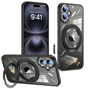 Damesine iPhone 16�p�P�[�X MagSafe�Ή� �J�����R���g���[���[�J�o�[�t��360°��]�}�O�l�b�g�����O�X�^���h ���O����L���L���ȃJ�����J�o�[�����Y�ی� �N���A�w�� �V���R���ϏՌ� �h�o�l