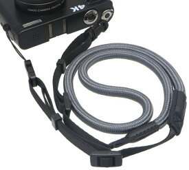 (INPON) カメラストラップ ネックストラップ 長さ調整可能 クライミングロープ製 ミラーレス一眼/コンパクトデジタルカメラ用 グレー