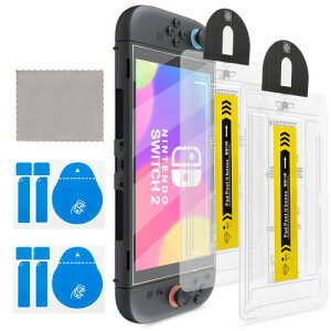 (2 pcs) SRJTEK For Nintendo Switch 2 �K���X�t�B���� 2���Z�b�g ���o�\��t���L�b�g�t�� ���A���~�m�V���P�[�g�K���X 9H�d�x 0.33mm �S�ʕی� �����ʒu���킹 �C�A�h�~ �w��h�~ �����ی�t�B����