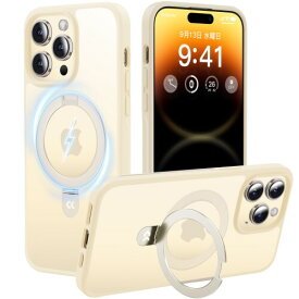 CASEKOO iPhone14Pro 用 ケース 隠し収納式 米軍MIL規格 耐衝撃 スマホケース 薄形半透明 マット仕上げ 指紋防止 ストラップホール付き ワイヤレス充電対応 2023年新型 アイフォン 14pro 用 ケー