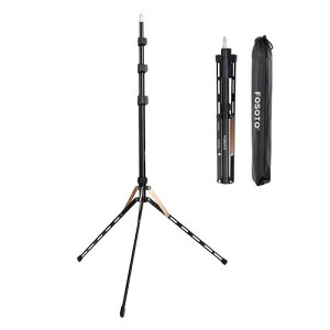 FOSOTO ���C�g�X�^���h 190cm �R���p�N�g �Ɩ��X�^���h �X�g���{�X�^���h �A���~�� 5�i �O�r �B�e �ʐ^�X�^�W�I�p �܂肽���ݎ� �P�[�X�t�� �S�[���h
