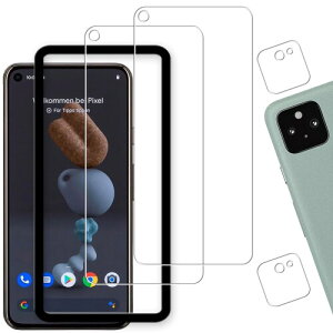 KPNS ガイド枠付き 日本素材製 強化ガラス Google Pixel 5 用 ガラスフィルム カメラフィルム カバー 保護フィルム