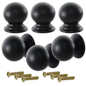 Pstyle. 取っ手 つまみ 引き出し 金具 キッチン おしゃれ 6個セット PST-131 (ブラック)