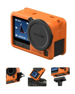 TELESIN DJI Osmo Action 6�p �ی�P�[�X �V���R���ی�J�o�[ �����Y�L���b�v �����Y�J�o�[ �X�N���b�`�h�~ �ϖ��� �_��ŕό`���Ȃ� ����?�����h�~�X�g���b�v�t�� �g�тɕ֗� ���t���ȒP