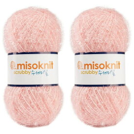 Misoknit Pastel Scrubby Yarn for dishcloths Crocheting 2 Skeins Polyester 100%, 2.8oz(80g) Each, 196 Yards per Skein (Baby Pink)