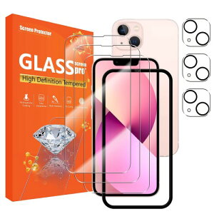 seninhi (3+3�p�b�N) iPhone 13 Mini�p �X�N���[���v���e�N�^�[ 3�p�b�N + �J���������Y�v���e�N�^�[ 3�p�b�N �����K���X�X�N���[���v���e�N�^�[ (���t���ȒP�t���[���t��) (�d�x9H) (���h�~) (