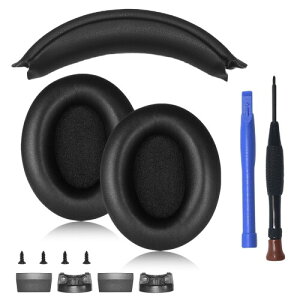 Adhiper WH-1000XM4�C���[�p�b�h+�w�b�h�o���h�J�o�[�A�N�Z�T���[�C���L�b�gfor Sony WH-1000XM4 �w�b�h�Z�b�g,�^���p�N�����U�[�����C���[�p�b�h�i�u���b�N�j
