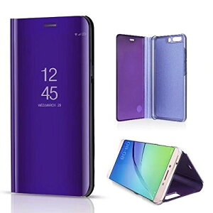 Huawei P10 Plus �P�[�X, Translucent Window View Flip Wallet Stand �J�o�[, Shiny Plating Make Up Mirror, TAITOU Smart Sleep/Awake Hard �P�[�X For Huawei P10 Plus, Scan QR Package Code, DarkBlue