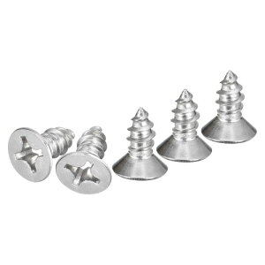 DTGN 20個 #12x1/2" フラットヘッド木ねじ 304ステンレス鋼十字頭自己攻釘 - 木工 家具に適しています - シルバー