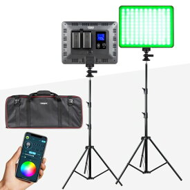 RGB ビデオライト Weeylite Sprite20 撮影ライト 超薄型 2パック 三脚スタンド付き APP制御可 30W 2500-8500K CRI95+ カメラライト 265球 17種照明シーン LEDパネルライト 照明 撮影用ライト 2セット