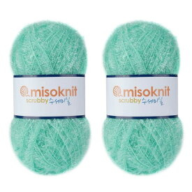 Misoknit Pastel Scrubby Yarn for dishcloths Crocheting 2 Skeins Polyester 100%, 2.8oz(80g) Each, 196 Yards per Skein (Mint)