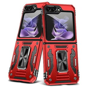 Galaxy Z Flip5 用ケース リング付き スライド式カメラカバー 耐衝撃 スタンド機能 車載ホルダー レンズ保護 ギャラクシー Z フリップ5 用スマホケース PC TPUバンパー 防塵 人気 落下防止 滑