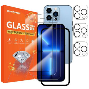 seninhi (3+3Pack) for iphone 13 Pro 6.1inch Screen Protector 3Pack + Camera Lens Protector 3Pack, Tempered Glass Screen Protector iphone13 Pro (With Easy Installation Frame) (9H Hardness) (Anti-Scratch) (Bubble Free)-Clear iphone13Pro