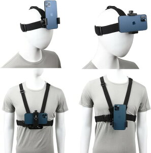 �X�}�[�g�t�H���p�`�F�X�g�X�g���b�v�}�E���g�L�b�g, GoPro Hero/AKASO/DJI Osmo/INSTA360�A�N�V�����J�����Ή�, POV/VLOG�B�e�p�n�[�l�X�z���_�[, �w�b�h�X�g���b�v�t��