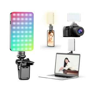 Atsoanny RGB撮影用ライト LEDビデオライト 撮影ライト カメラライト 自撮り スマホライト 10種FX光効果モード 2500k-9000k色温 無段階調光調色 CRI95+ 3000mAh Type-C充電式 超高輝度 持ち運び便利 ク