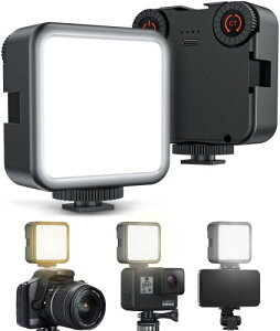 LED�r�f�I���C�g �B�e���C�g �J�������C�g ���i�K�������F 360�x��] ���^ 3000K-6000K CRI95+ �⏕�Ɩ� �B�e�p���C�g Type-C USB�[�d�� ���R�_��t�� iphone/Gopro/Osmo Pocket/Samsung/Nikon/Canon/Sony/�A�N�V