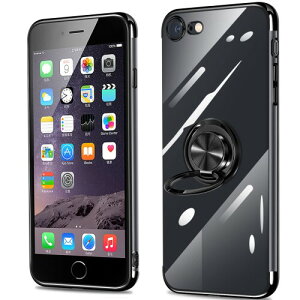 iPhone SE3 / SE2 / 8 / 7 �P�[�X �N���A �����O �A�C�t�H�� SE ��3���� ��2���� �J�o�[ �����O�t�� �ϏՌ� ���� ���^ �X���� TPU �\�t�g �V���R�� �X�^���h�@�\�t�� 360��] �ԍڃz���_�[�Ή� (�u��