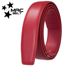 ベルト バックルなし メンズ 赤 ベルトのみ 30mm 35mm 本革 穴なし 帯のみ 革のみ 交換用 替えベルト ベルト革のみ 無段階 オートロック ワンタッチ ズボン用 ゴルフ用 赤ベルト 大きいサイズ 革 レッド 赤色 130 MBZ-SB-RD