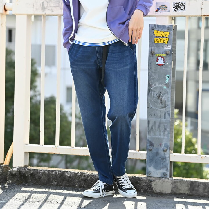 楽天市場 最大4円offクーポン8 16まで ジョガーパンツ デニム ジーンズ メンズ イージーパンツ ストレッチ ボトムス ウエストゴム ウエストベルト ニット素材 Mac House楽天市場店